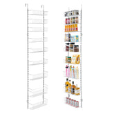 9-Tier Over-The-Door Pantry Organizer – Heavy-Duty Steel Hanging Spice Rack with Adjustable Shelves for Kitchen, Pantry, Laundry Room or Bathroom, White