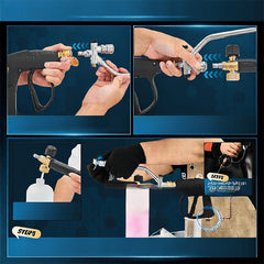 High-pressure water gun foam tank with dual nozzle connector